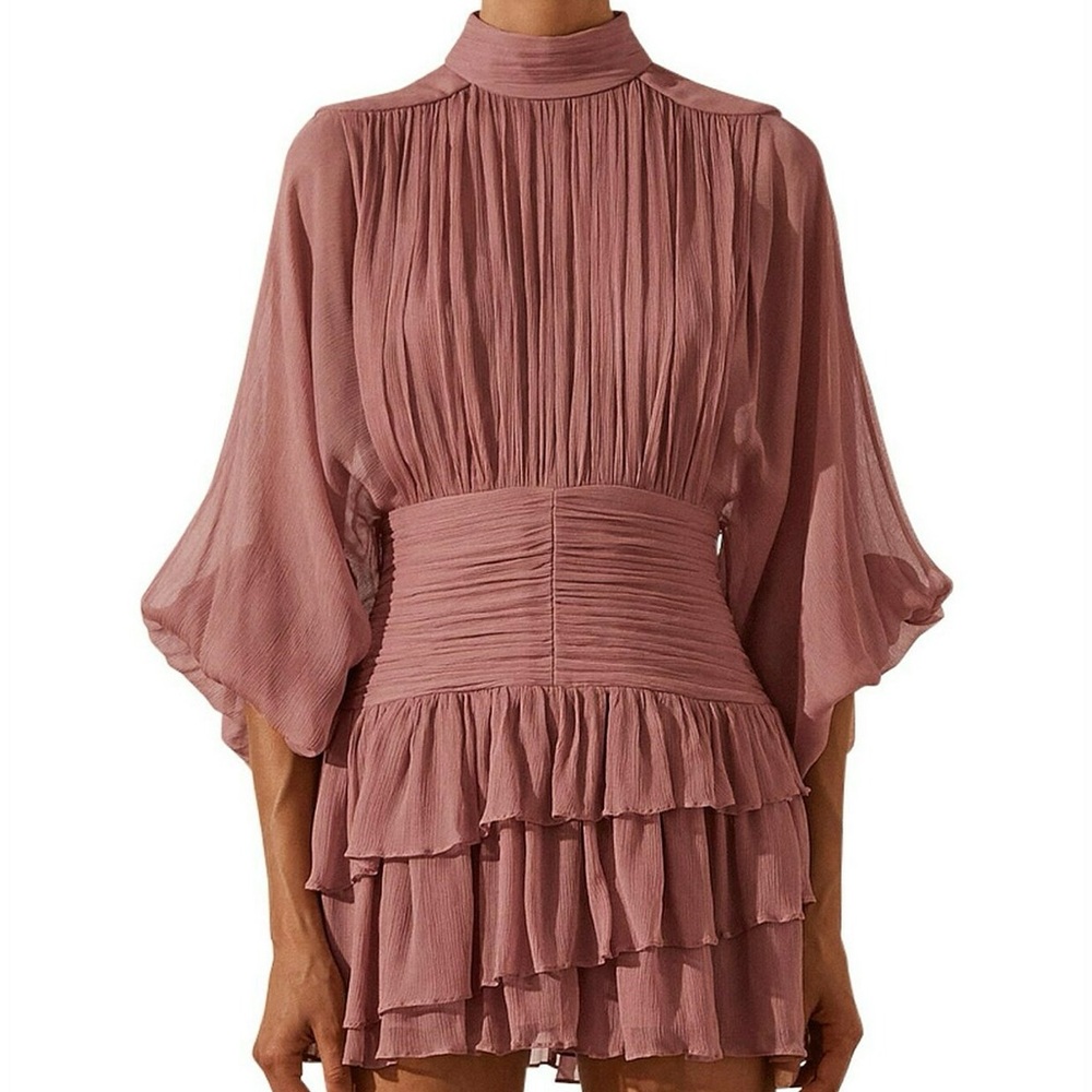 Shona Joy OLYMPIA LONG SLEEVE RUCHED MINI DRESS